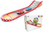 Intex 221 Inch Inflatable Racing Fun Outdoor Water Slide Track With 2 Surf Riders And Built-In Sprayer